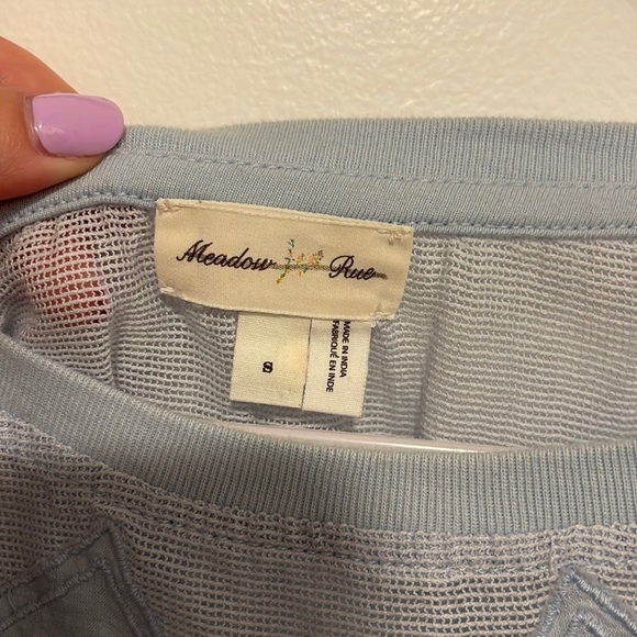 Meadow Rue blue net embroidered top small fall lace boho - Picture 2 of 5